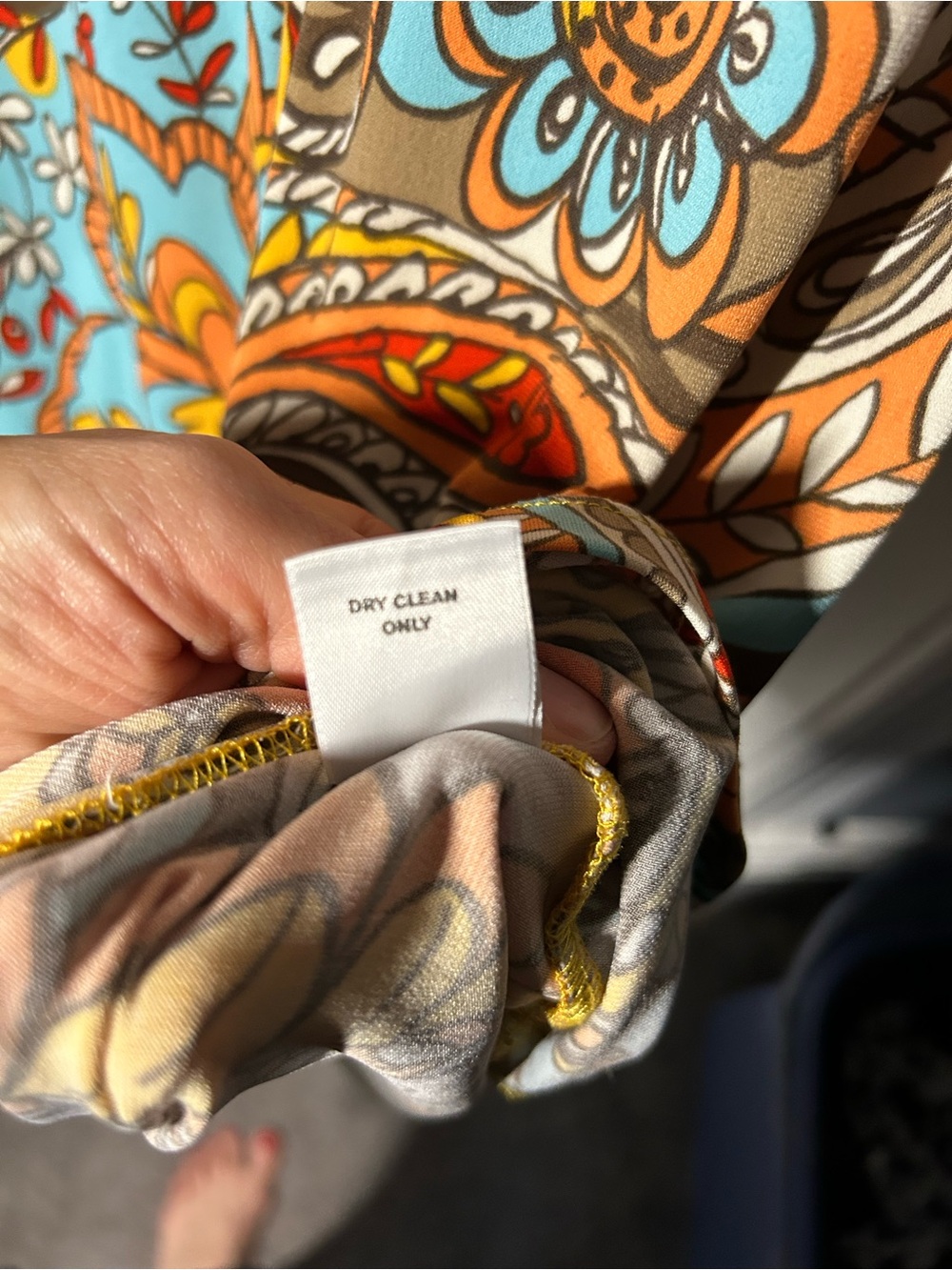 Madison Multicolor Paisley Scoop-Neck Top in Yellow, Orange, Blue - Picture 4 of 7